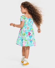 tout-petit, fille Famille assortie Tropical Off Shoulder Robes