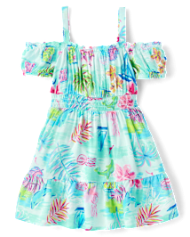 tout-petit, fille Famille assortie Tropical Off Shoulder Robes