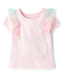 Toddler Girls Rainbow Foil Star Flutter Top