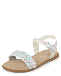 Sandales tressées arc-en-ciel pour filles
