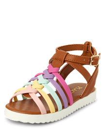Sandales gladiateur arc-en-ciel pour petites filles