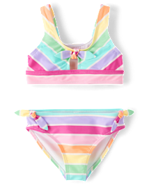 Maillot de bain bikini rayé Noué sur le devant Fille