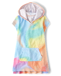 Cache-maillot de bain en tissu éponge tie-dye arc-en-ciel pour filles
