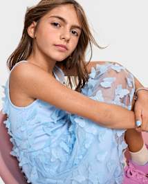 Fille 3D Papillon Maillage Robe évasée