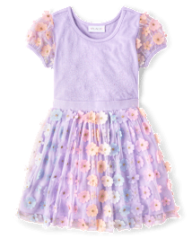 Fille 3D Flower Maillage Robe évasée