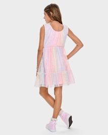 Fille arc-en-ciel chatoiement Maillage Ruffle Robes
