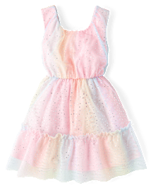 Fille arc-en-ciel chatoiement Maillage Ruffle Robes