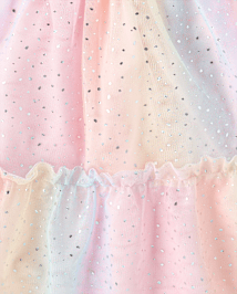 Fille arc-en-ciel chatoiement Maillage Ruffle Robes