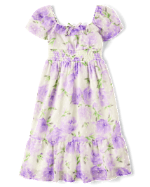 Girls Mommy And Me Floral Chiffon Tiered Dress