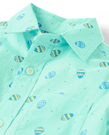 Chemise boutonnée en popeline à motif d'œufs de Pâques pour garçon