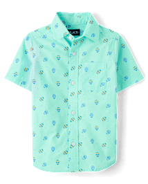 Chemise boutonnée en popeline à motif d'œufs de Pâques pour garçon