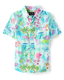 Chemise boutonnée tropicale assortie pour garçons