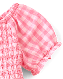 Robe à volants froncés en popeline vichy pour bébé fille, motif maman et moi