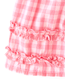Robe à volants froncés en popeline vichy pour bébé fille, motif maman et moi