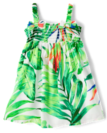 bébés filles Famille assortie Robes smockées tropicales
