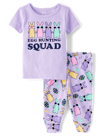 Pyjama en coton ajusté pour bébé et petite fille, ensemble assorti pour la chasse aux œufs