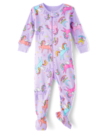 Baby And Toddler Girls Unicorn Snug Fit Cotton Footed One Piece Pajamas
