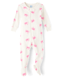 Pyjama une pièce en coton ajusté avec nœud pour bébé et petite fille