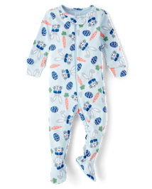 Pyjama une pièce ajusté en coton avec pieds pour bébé et tout-petit garçon, lunettes de soleil lapin