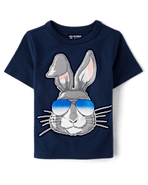 T-shirt graphique avec lunettes de soleil lapin de Pâques pour bébés et tout-petits garçons