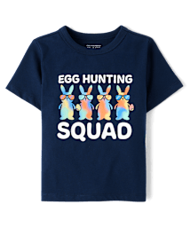 T-shirt assorti pour bébé et tout-petit garçon, motif chasse aux œufs de Pâques