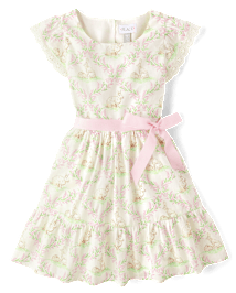 Robe à volants motif lapin pour fille