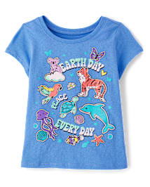 T-shirt graphique pour bébés et petites filles, motif animaux du Jour de la Terre