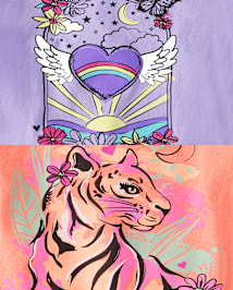 Lot de 5 t-shirts graphiques tendance pour filles