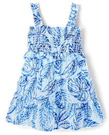 Robe à volants à fronces tropicale assortie pour petite fille