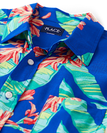Chemise boutonnée tropicale assortie pour homme
