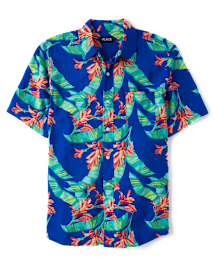 Chemise boutonnée tropicale assortie pour homme