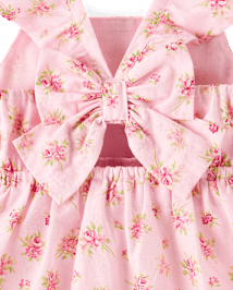 Robe à volants et nœud floral dans le dos pour petite fille
