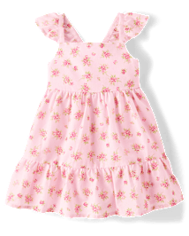 Robe à volants et nœud floral dans le dos pour petite fille