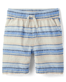 Short de jogging rayé en lin mélangé pour garçon