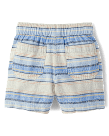 Baby And Toddler Boys Striped Linen-Blend Pull On Jogger Shorts