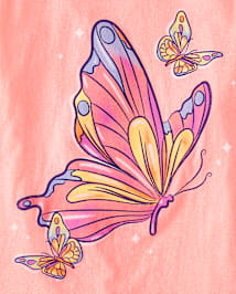Fille Papillon T-shirt imprimé