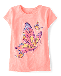 Fille Papillon T-shirt imprimé