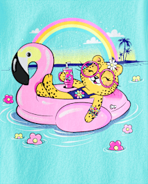 Girls Cat Pool Float Graphic Tee