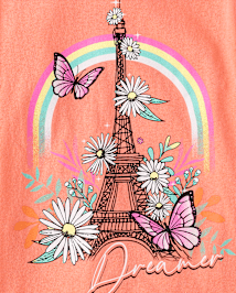 T-shirt graphique Tour Eiffel pour fille