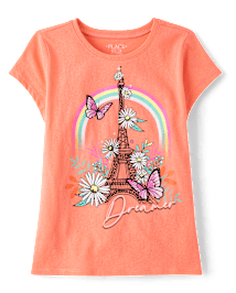 T-shirt graphique Tour Eiffel pour fille
