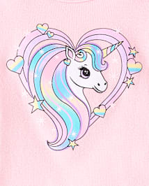 Pyjama ajusté en coton pour bébé et petite fille, motif cœur licorne