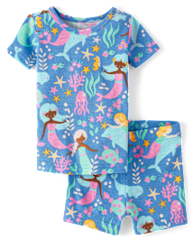 Pyjama sirène ajusté en coton pour bébés et petites filles