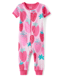 Baby And Toddler Girls Strawberry Snug Fit Cotton One Piece Pajamas