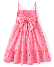 Robe à volants en popeline avec nœud floral dans le dos pour fille