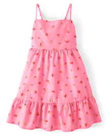 Robe à volants en popeline avec nœud floral dans le dos pour fille