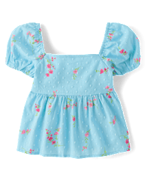 Haut à pois et à fleurs pour fille avec nœud dans le dos