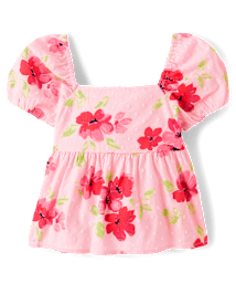 Haut à pois et à fleurs pour fille avec nœud dans le dos