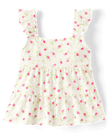 Débardeur fleuri à volants pour fille