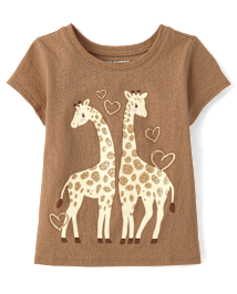 T-shirt graphique girafe pour bébé et petite fille