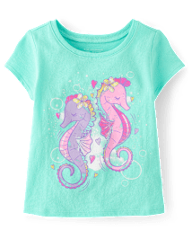 T-shirt graphique hippocampe pour bébé et petite fille